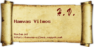 Hamvas Vilmos névjegykártya